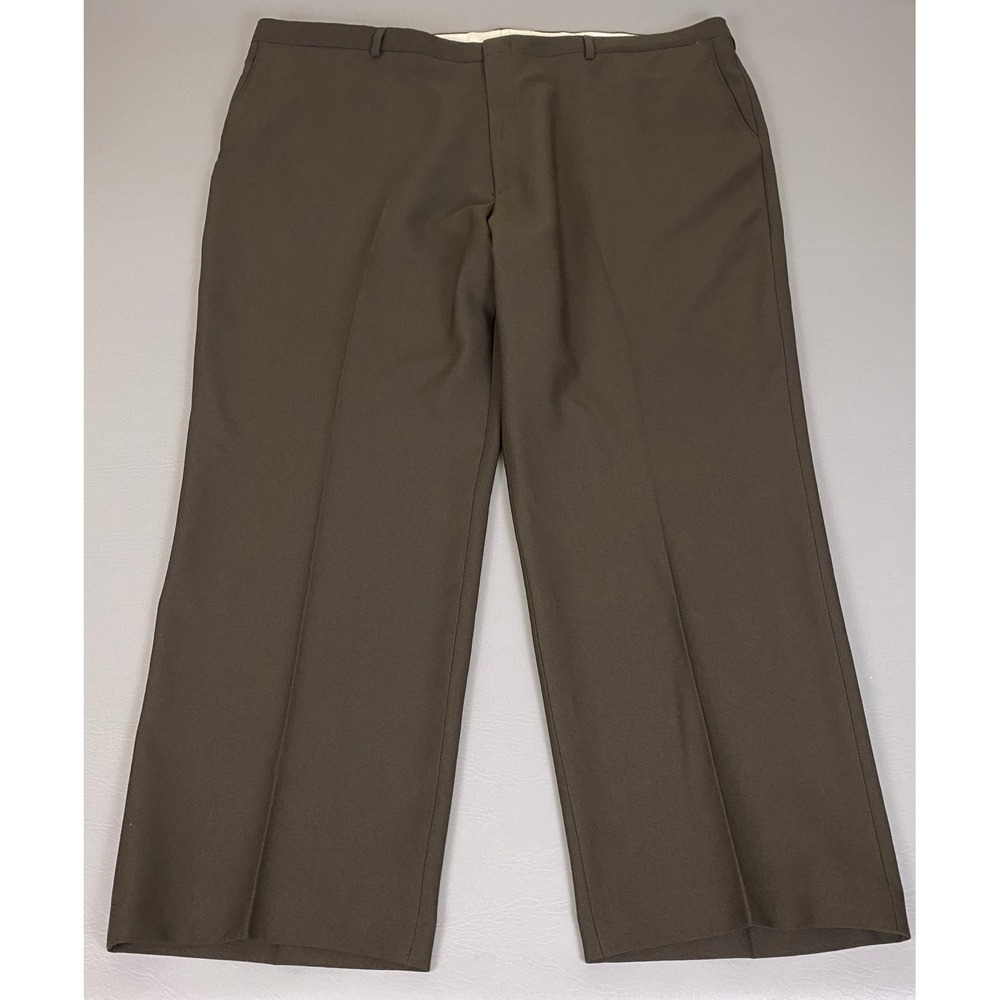 Puritan Dress Pants Men's Size 48x30 Brown Dacron Polyester Flat Front Trousers
